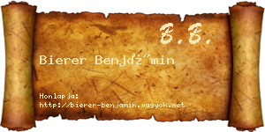 Bierer Benjámin névjegykártya